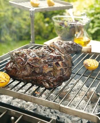 BBQ Slow Braised Shoulder of Lamb with Red Wine and Rosemary