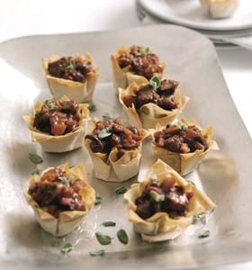 Beef,Olive and Red Onion Canapes