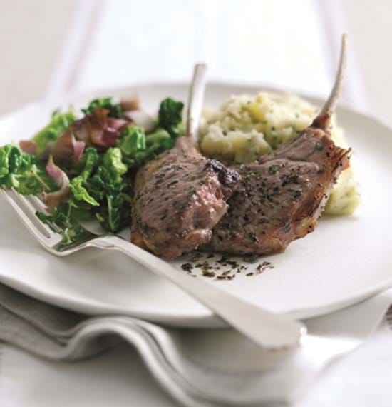 Grilled Lamb Chops with Olive Mash