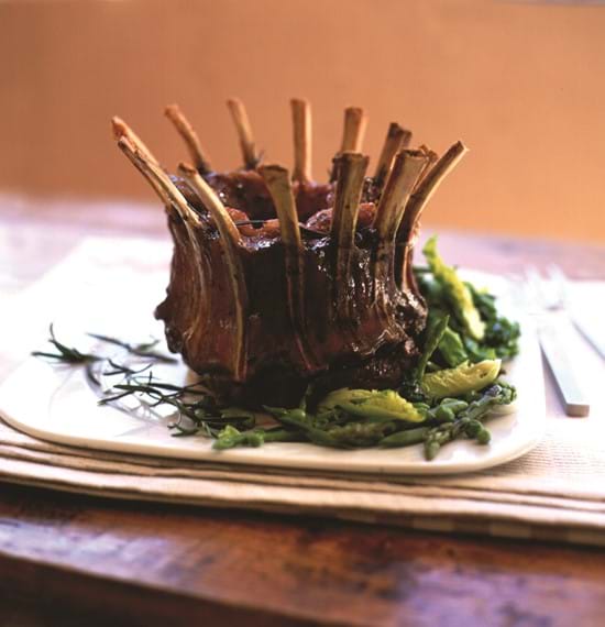 Herby Crown Roast Lamb with Seasonal Spring Vegetables in a  Mint Butter