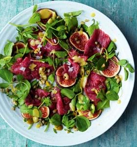 Lamb Carpaccio with Figs, Olives and Mint