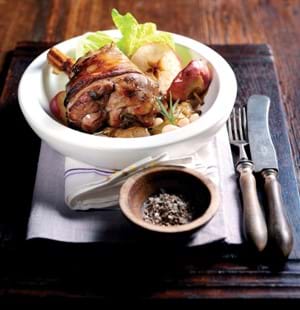 Lamb Shanks with Cider, Apple, Rosemary and Beans