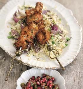 Lamb Skewers with Fig Relish and Cauliflower Couscous