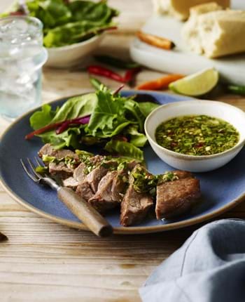 Lamb Steaks with Thai Green Dipping Sauce