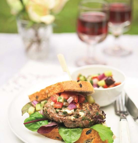 Spicy Lamb and Feta Burgers with Cucumber Salsa