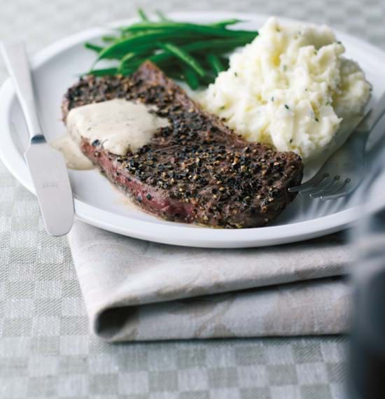 Steaks with Horseradish and Peppercorn Sauce