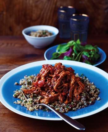 Slow Cooked Pulled Shoulder of Lamb with Cauliflower Couscous
