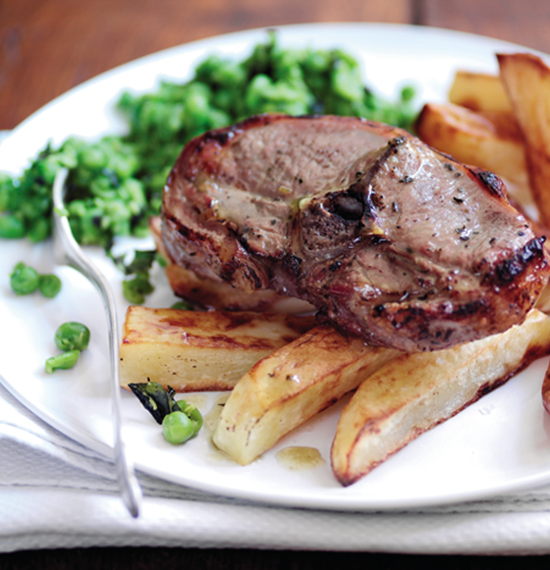 Barnsley Chops with Big Chips and Crushed Peas
