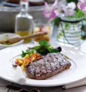 BBQ Steak with Peach Relish