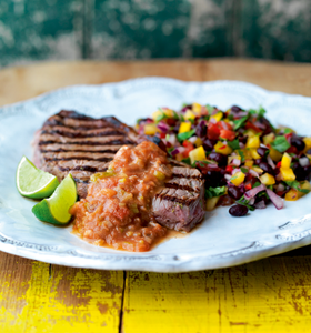 Beef Steaks with Lime, Tomatoes and Anchovies