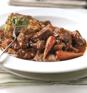 Beef Ale and Turnip Stew with Bubble and Squeak Cakes