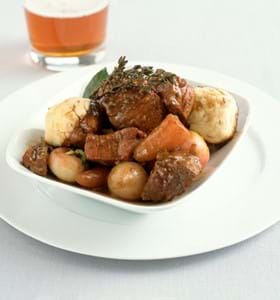 Beef and Beer Casserole with Caraway Seed Dumplings