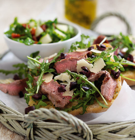 Beef and Parmesan Pizza with Herb Oil