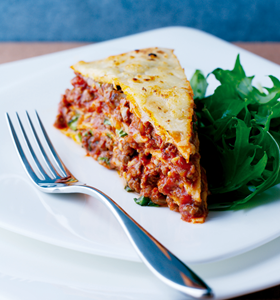 Beef and Tomato Tortilla Stack