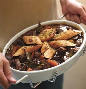 Beef Casserole with Mustard Croutons