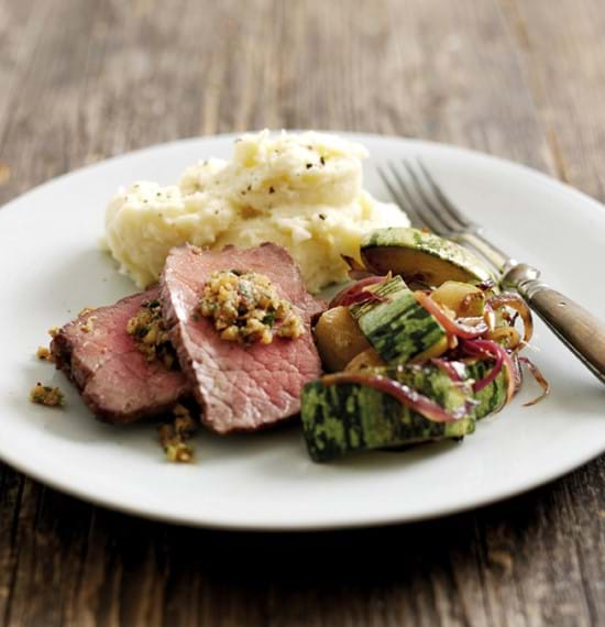 Beef Mini Roast with Walnut and Parsley Pesto