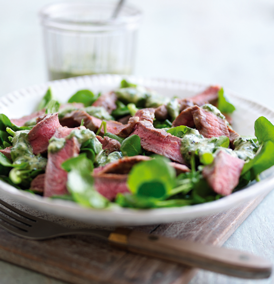 Beef Salad with Watercress and Basil Sauce Beef Salad with Watercress and Basil Sauce
