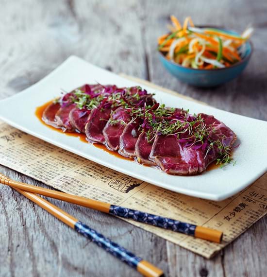 Beef Tataki with Ponzu-Style Dressing and Vegetables