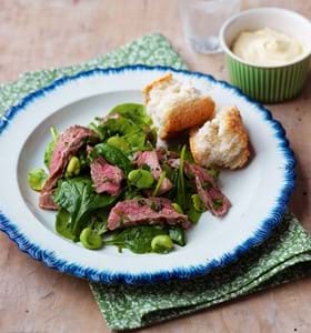 Beef with Broad Bean and Spinach Salad