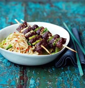 Beef Yakitori with Udon Noodles