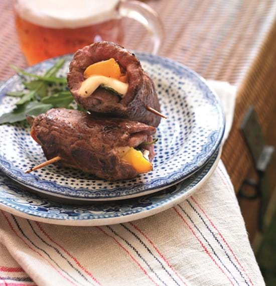 Cheesy BBQ Beef and Basil Rolls