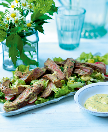 Coronation Steak,Radish and Pea Salad