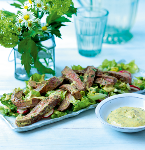 Coronation Steak,Radish and Pea Salad