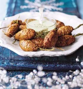 Curried Lamb Skewers with Yogurt and Mint Dip