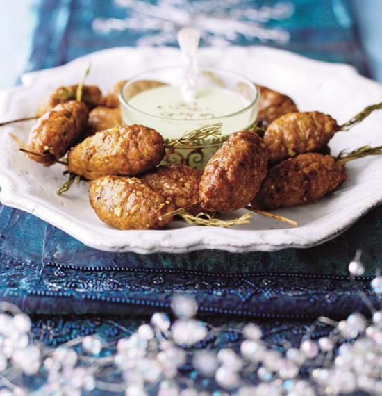 Curried Lamb Skewers with Yogurt and Mint Dip