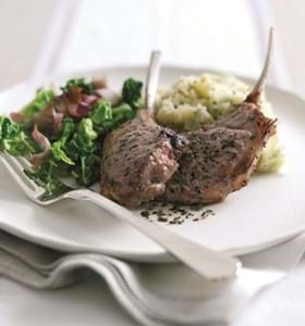 Grilled Lamb Chops with Olive Mash