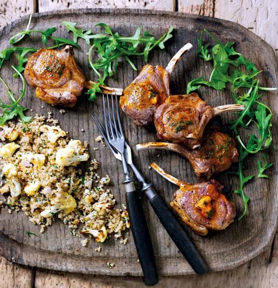 Grilled Lamb Chops with Warm Cauliflower and Quinoa Salad