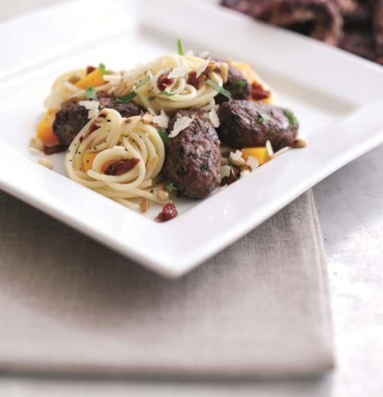 Hearty Lamb Koftas with Spaghetti, Squash and Pine nuts Hearty Lamb Koftas with Spaghetti, Squash and Pine nuts