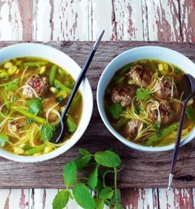 Hot and Sour Soup with Thai Meatballs