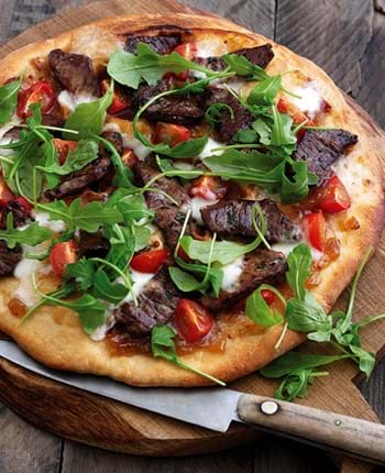 Lamb and Tomato Pizza with Rocket