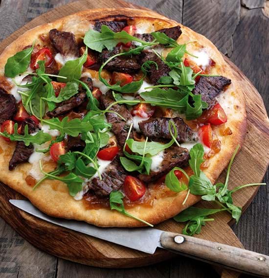 Lamb and Tomato Pizza with Rocket