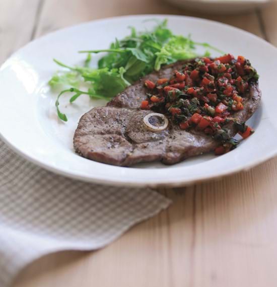 Lamb Leg Steaks with Olive and Red Pepper Tapenade Lamb Leg Steaks with Olive and Red Pepper Tapenade