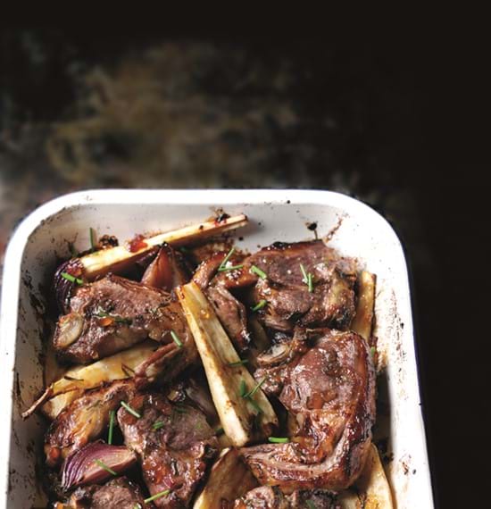 Lamb with Honey,Apple and Chive Glaze Lamb with Honey,Apple and Chive Glaze