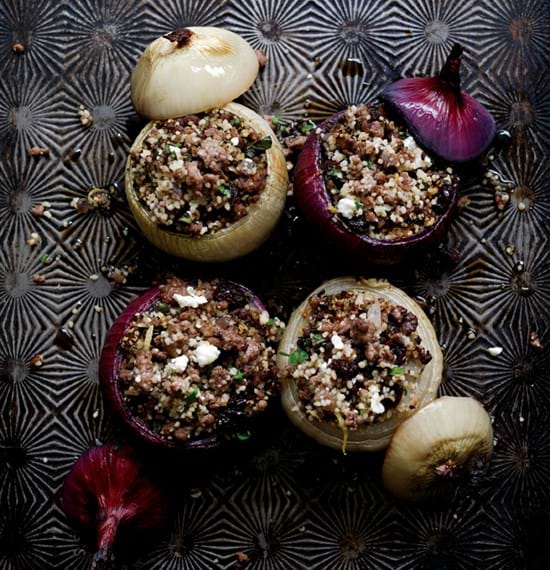 Lamb,Feta and Mint Stuffed Onions