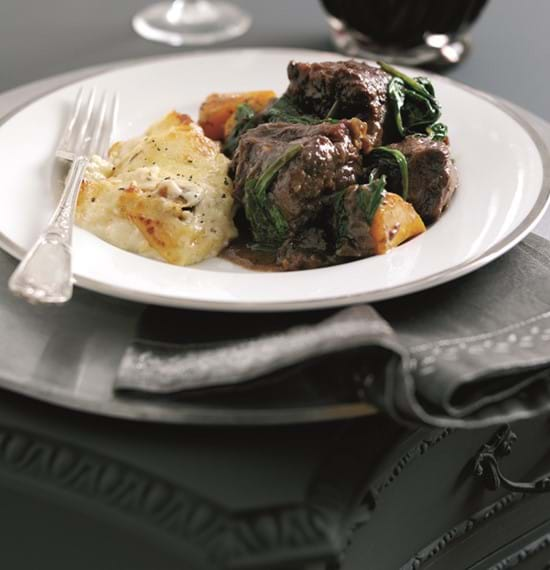 Oxtail Stew with Celeriac and Potato Gratin