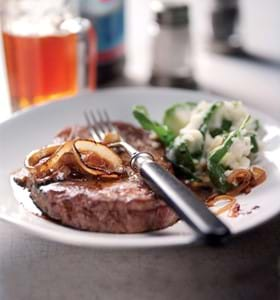 Rib-Eye Steak with Beefy Onion Sauce