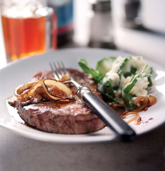 Rib-Eye Steak with Beefy Onion Sauce