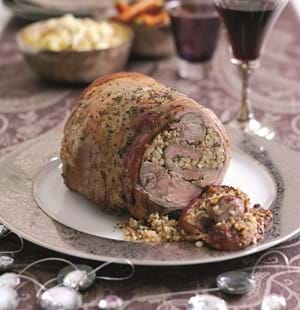 Roast Boneless Shoulder of Lamb with Lemon,Caper and Anchovy Stuffing