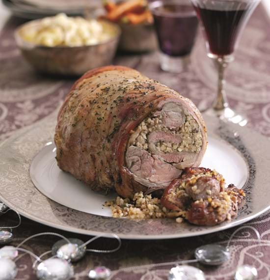 Roast Boneless Shoulder of Lamb with Lemon,Caper and Anchovy Stuffing