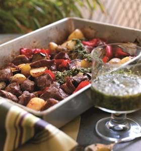 Roast Lamb and Summer Vegetables with Mint Pesto