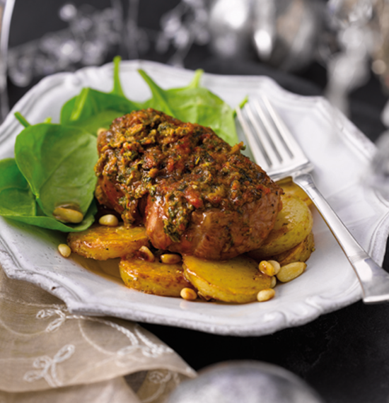 Roast Lamb Rumps with Red Pesto