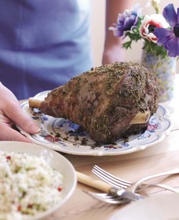 Roast Lamb with Fennel and Mustard Butter