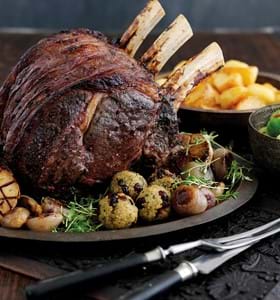 Roast Rib of Beef with Thyme, Port and Redcurrants