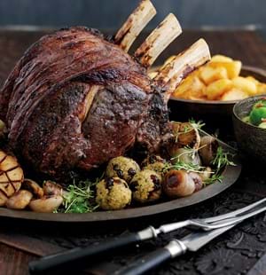Roast Rib of Beef with Thyme, Port and Redcurrants