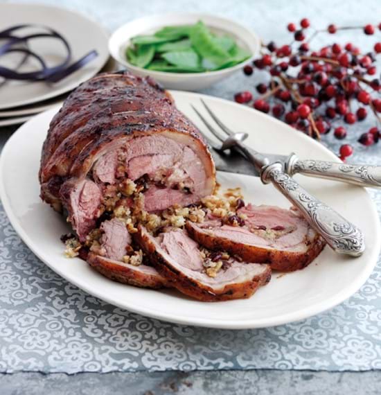 Roast Shoulder of Lamb with Stilton and Cranberry Stuffing
