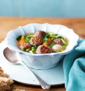 Spring Lamb Meatball Broth with Vegetables